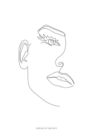 Black And White Sketch Artwork Female Face Printable Art One Line Girl Print Black And White Sketch Artwork Feminine Drawing Black And White Sketches Woman Illustration Illustration Decor