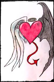 That is such an angel face. Devil With A Halo Angel With Horns Drawing By Shylee Charlton