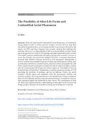 Pdf The Possibility Of Alien Life Forms And Unidentified Aerial Phenomena