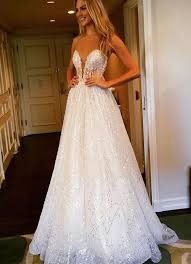 Exclusive A Line Wedding Dress Illusion Neck Long Sequin White With Lace Sparkle Wedding Dress Sparkly Wedding Dress Wedding Dresses