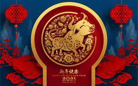 A beautiful and sparkling chinese new year wish. Chinesische Neujahrsgrusskarte 2021 Das Jahr Des Ochsen Gong Xi Fa Cai Kostenlose Vektor