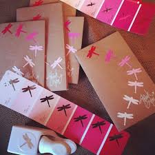 Making Thank You Notes From Brown Kraft Paper Paint Sample Stips And A Punch Out Sort Of An Ombre Thank You Note Paper Crafts Paint Chip Crafts Crafts