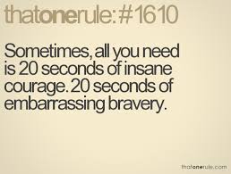 Sometimes All You Need Is 20 Seconds Of Insane Courage Idk If This Means To Do Something Amazing Or To Blow It It Could Be Either One Quotes Quotes To Live By Inspirational Quotes