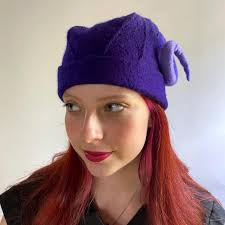 Purple Hat With Curly Ram Horns