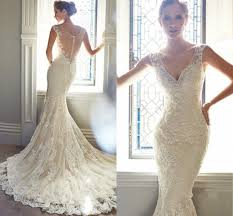 Vintage Ivory Lace Bridal Gowns Long Mermaid Wedding Dresses Wedding Dresses Lace Weddings