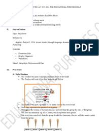 English Semi Detailed Lesson Plan Adjectives As Describing Words Docx Adjective Lesson Plans Elementary Lesson Plan Template Science Lesson Plans Elementary