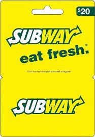 25 Subway Gift Card With Activation Code Subway Gift Card Subway Gift Card