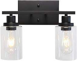 Amazon Com Melucee 2 Light Black Wall Sconce Industrial Vintage With Clear Glass Shade And Farmhouse Wall Lighting Wall Lights Light Fixtures Bathroom Vanity
