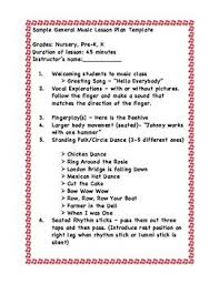 Sample General Music Lesson Plan Template For Nursery Pre K K General Music Lessons General Music Lesson Plans Music Lesson Plans
