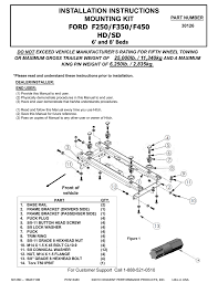 Watch craigslist for air bag kits and 5th wheel hitch. Installation Instructions Mounting Kit Ford F250 F350 F450 Hd Sd Manualzz