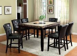 7 Pc Belleview Ii Dark Gray And White Faux Marble Table Top And Black Wood Finish Wood Counter H Counter Height Dining Sets Marble Dining Marble Tables Design