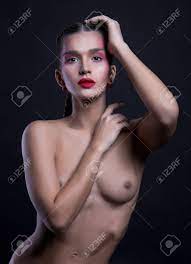 Beautiful Nude Woman With Perfect Breast.naked Sexy Girl With Make-up And  Red Lips Stock Photo, Picture and Royalty Free Image. Image 76730814.