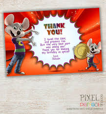 Chuck E Cheese Thank You Card Chuck E Cheese Party Invitation Chuck E Cheese Invitation Chuckie Boy Birthday Invitations Chuck E Cheese Birthday Invitations