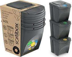 Grey utility narrow stackable plastic bins. 3 X 25 Litre Large Grey Stackable Waste Recycling Bins Sorting Dustbin Lids 8719987806230 Ebay