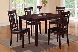Poundex 5 Piece Rectangular Dining Set With Faux Leather Seat Cushion 0 Dining Room Sets Rectangular Dining Set Solid Wood Dining Table