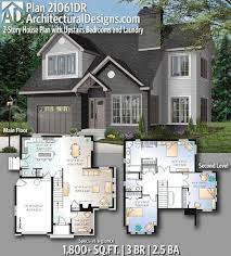 Plan 21061dr 2 Story House Plan With Upstairs Bedrooms And Laundry In 2021 Sims House Plans House Plans House Blueprints