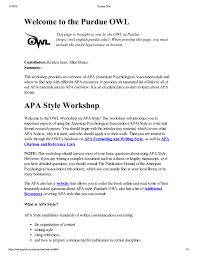 ~ use standard 8.5 x 11 inch (letter size) good quality white. Welcome To The Purdue Owl Apa Style Workshop