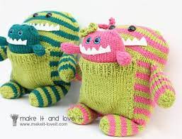 A new stuffed animal is the best present for children of all ages, and you'll be able to create whatever knitted toy they'd like from our massive range of knitting patterns for toys. Knitted Monsters From Christmas Monster Pillows Knitted Toys Knitting