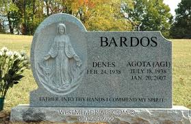 Bardos With Hand Carved Virgin Mary Relief Headstone In Granite Headstones Cemetery Statues Monument
