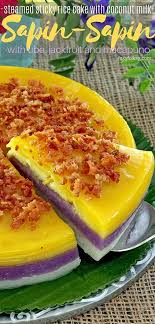 Sapin Sapin Recipe With Jackfruit Ube And Macapuno Recipe Sapin Sapin Recipe Filipino Desserts Jackfruit Recipes