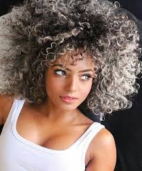 Gray And Black Curls Hair Color For Black Hair Black Curls Dyed Hair