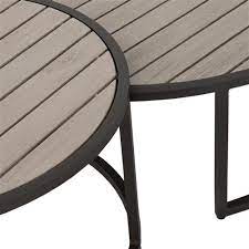 Shop coffee and cocktail tables and other modern, antique and vintage tables from the world's best furniture dealers. Esmeralda Modern Grey Teak Wood Top Aluminum Outdoor Nesting Coffee Tables 31 W 40 W Kathy Kuo Home