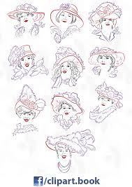 Decorative Red Hat Ladies Vectors Clip Arts Fashion Illustration Red Hat Ladies Red Hats Free Clip Art