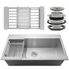 Wayfair kitchen sinks drop in single bowl. 33 L X 22 W Drop In Kitchen Sink With Adjustable Tray And Drain Strainer Kit Single Bowl Kitchen Sink Drop In Kitchen Sink Steel Kitchen Sink