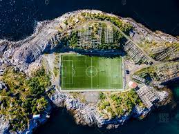 This henningsvær stadium is on its own little island. Henningsvaer Stock Photos Offset