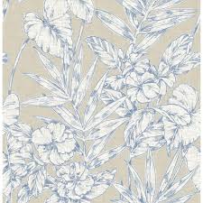 A Street Fiji Navy Floral Paper Strippable Roll Wallpaper Covers 56 4 Sq Ft Blue In 2020 Floral Wallpaper Turquoise Floral Wallpaper Wall Wallpaper