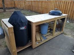 Weber Smokey Mountain And Weber Kettle Grill Cart Outdoor Bbq Kitchen Weber Smokey Mountain Weber Grill Table Diy