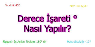 Derece Isareti Nasil Yapilir Teloji Isaretler Matematik Blog