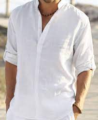 Men S White Linen Shirts For Beach Wedding Bing Images Linen Shirt Men White Shirt Men White Shirt Outfits