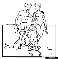 Drawing sunset beach coloring pages. Walking On Beach Online Coloring Page