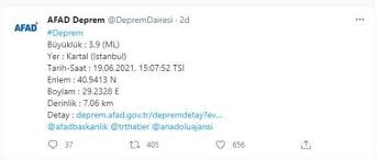 26 nisan 2021 pazartesi 17:54 kaynak: Son Dakika Istanbul Da 3 9 Luk Deprem Merkez Ussu Kartal Son Dakika