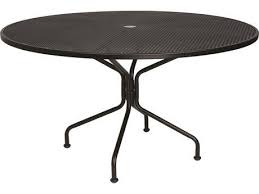 Woodard Wrought Iron Mesh 54 Wide Round 8 Spoke Dining Table With Umbrella Hole Furniture Dining Table Wrought Iron Dining Table Dining Table