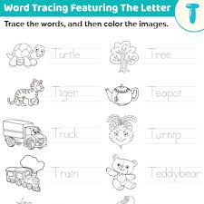 Two, tap, tree, teeth, toe, tiger. Trace The Words Start With T Worksheets Momjunction