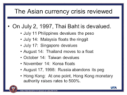Asian financial crisis (afc) 1997 in 1997 the financial crisis came to light, and essentially being a short term phenomenon, it caused crash of the malaysian economy. International Finance Fina 5331 Lecture 8 Exchange Rate Regimes And Financial Crises Aaron Smallwood Ph D Ppt Download