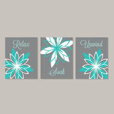 Bathroom Wall Art Teal Gray Bathroom Relax Soak Unwind Etsy Floral Bathroom Decor Navy Bathroom Decor Bathroom Wall Decor Diy