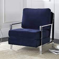 safavieh walden modern tufted chrome accent chair multiple colors walmart com in 2020 accent chairs blue accent chairs linen accent chairs