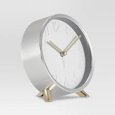 Add A Practical Yet Stylish Pop To Your Decor With This Decorative Table Clock From Threshold 5 8x5 8x1 8 14 24 This Smal Clock Gold Clock Small Alarm Clock