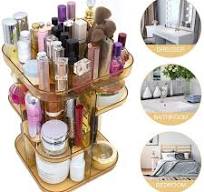 Makeup Storage Cosmetic Display Stand: Acrylic Cosmetic Organizer Bathroom Bedroom Vanity Table - 360 Rotating Jewelry Box For Lipsticks Brushes ...