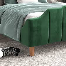 Queen size bed platform storage espresso leather bedroom furniture headboard new. Buy Allewie Queen Size Velvet Bed Frame With Modern Curved Upholstered Headboard And Footboard Upholstered Platform Bed With Strong Wood Slats Support No Box Spring Needed Easy Assembly Green Online In Indonesia