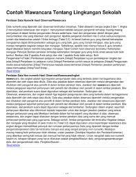 Check spelling or type a new query. Contoh Wawancara Tentang Lingkungan Sekolah