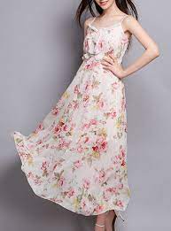 Vintageclothing women's floral maxi dresses boho button up split beach party dress. Women S Chiffon Long Dress Lace Collar White Pink Green Floral Print