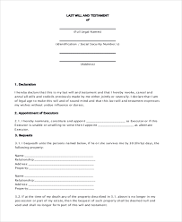 This page has a free example of a printable last will and testament legal form. Free 10 Sample Will Forms In Pdf Ms Word