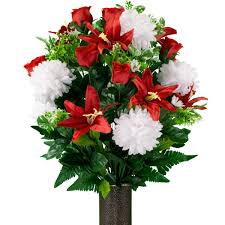 While any of these will work well as single stems or as bunches and bouquets, some artificial. White Mum And Red Lily Mix Silk Cemetery Flowers