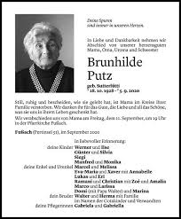 Mit 95 jahren trauer um oma putz: Todesanzeigen Von Brunhilde Putz Todesanzeigen Vorarlberger Nachrichten