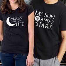 Dear customer, all t shirts are asian size, pls check size chart when making an order! My Sun And Stars Moon Of My Life Couple Matching T Shirts Set Parchen T Shirts Game Of Thrones Matching Couple Outfits Matching Couple Shirts Couple Shirts