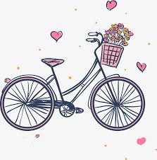 Bike Hand Painted Cartoon Bikes Bicycle Bicycle Non Motor Vehicle Bike Vector Heart Flower Baskets Bike Hand Paint Pink Bike Vector Flowers Background Patterns
